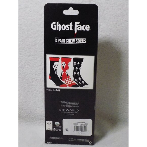 Scream Character Novelty Ghost Face 3-Pack Size 8-12 Crew Socks - Picture 3 of 4